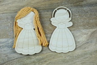 Dřevěná princezna na dotvoření 14 x 8 cm