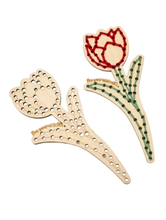 Dřevěný tulipán na vyšití - 19 x 9 cm - PANÍ UČITELCE/ASISTENTCE