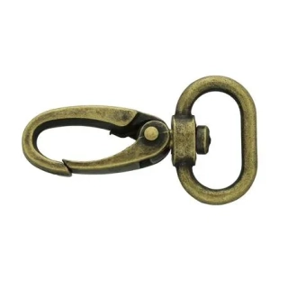 Kovová karabinka - PREMIUM - 49 x 20 mm - staromosaz