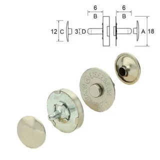 Magnetické zapínání na nýtek – nikl, 18 mm
