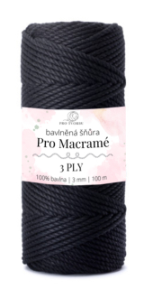Bavlněná šňůra ProMacramé – STANDARD COTTON 3mm / 3PLY – černá