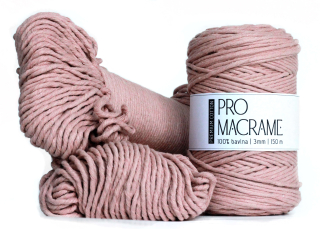 Bavlněná šňůra Pro Macramé – PREMIUM COTTON 3mm - blush pink