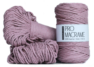 Bavlněná šňůra Pro Macramé – PREMIUM COTTON 3mm - dusty rose