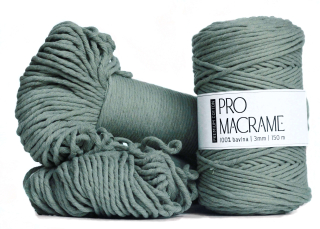 Bavlněná šňůra Pro Macramé – PREMIUM COTTON 3mm - sage