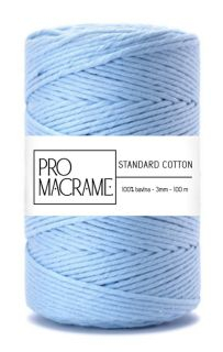 bavlněná šňůra ProMacrame – STANDARD cotton 3mm - modrá blankytná