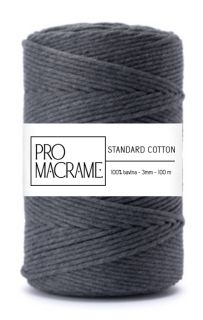 bavlněná šňůra ProMacrame – STANDARD cotton 3mm - antracitová