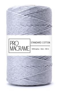 bavlněná šňůra ProMacrame – STANDARD cotton 3mm - šedá světlá