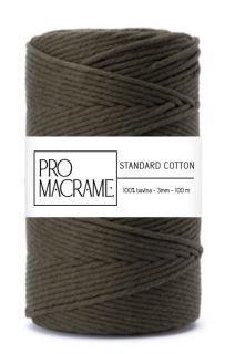 bavlněná šňůra ProMacrame – STANDARD cotton 3mm - khaki