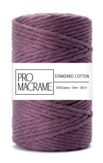 bavlněná šňůra ProMacrame – STANDARD cotton 3mm - starofialová