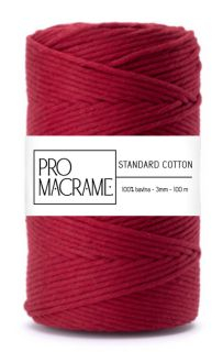 bavlněná šňůra ProMacrame – STANDARD cotton 3mm - červené víno