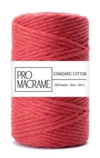 bavlněná šňůra ProMacrame – STANDARD cotton 3mm - jahodová