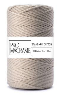 bavlněná šňůra ProMacrame – STANDARD cotton 3mm - latte