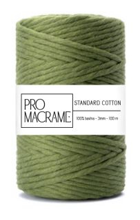 bavlněná šňůra ProMacrame – STANDARD cotton 3mm - olivová