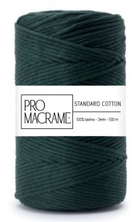 bavlněná šňůra ProMacrame – STANDARD cotton 3mm - zelená lahvová