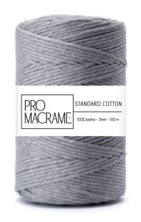 bavlněná šňůra ProMacrame – STANDARD cotton 3mm - šedá