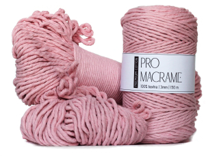 Bavlněná šňůra Pro Macramé – PREMIUM COTTON 3mm - pastel pink