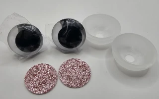 Oči 16 mm - flitrové růžové