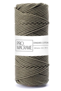 Bavlněná šňůra ProMacramé – STANDARD COTTON 3mm / 3PLY – khaki