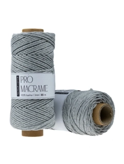 Bavlněná šňůra Pro Macramé – PREMIUM COTTON 3mm - aluminium